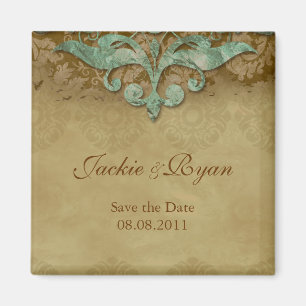 Save the Date Magnet Antique Verdigris