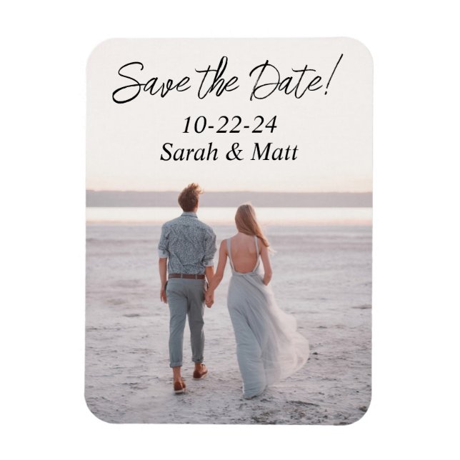Save the date magnet Beachy personalized photo (Vertical)