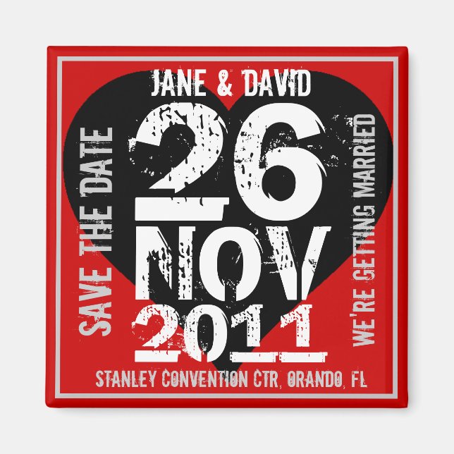 Save The Date Magnet Big Date Red (Front)