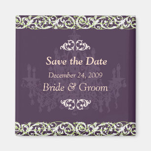 Save the Date Magnet, chandelier + vine Magnet
