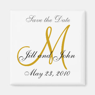 Save the Date Magnet First Names, Initials Gold