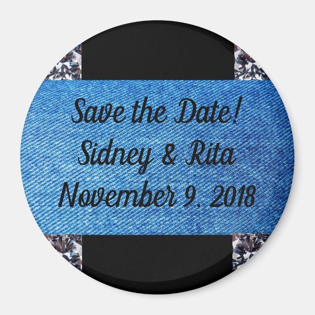 Save the Date Magnet for Denim & Diamonds (Front)