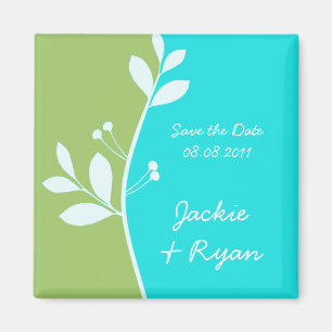 Save the Date Magnet Leaf berries lime green