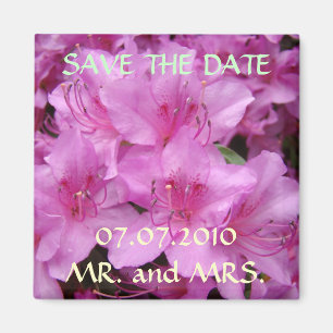SAVE THE DATE Magnet Pink Azalea Flowers MR MRS