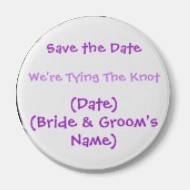 Save the Date Magnet Round - personalized text (Front)