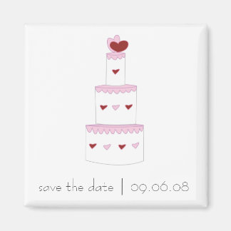 Save the Date Magnet with Wedding Cake Design