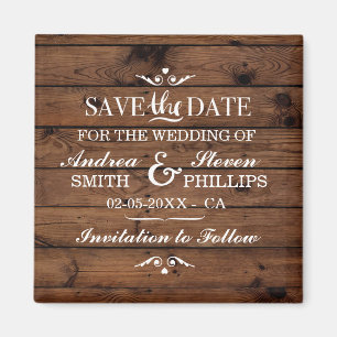 Save The Date Magnet Wood Couple's Wedding