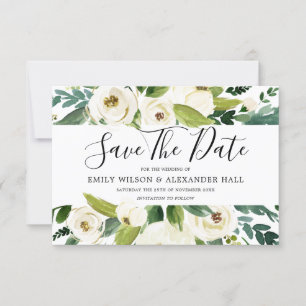 Save The Date Magnifiques Fleurs Blanches Verdure Mariage de Pri
