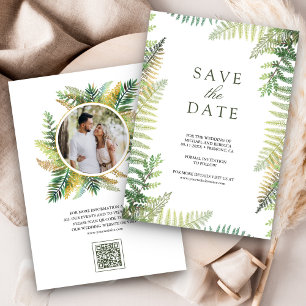 Save The Date Magnifiques Fougères Vertes Code QR Photo Mariage