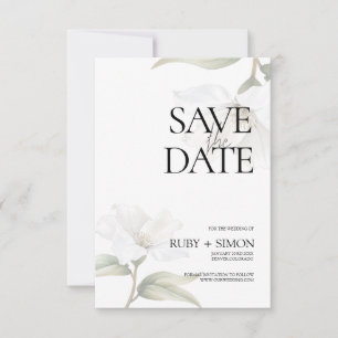 Save The Date Magnolia blanc oriental vintage élégant