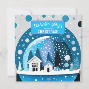 Save The Date Maisons de boule à neige de l'hiver bleu et blanc 