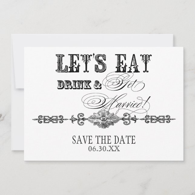 Save The Date Mangez, buvez Mariez-vous Économisez la date Annon (Devant)