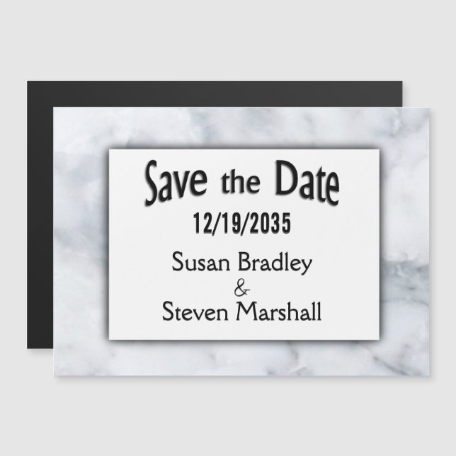 Save the Date Marble Magnetic Invitation (Front/Back)