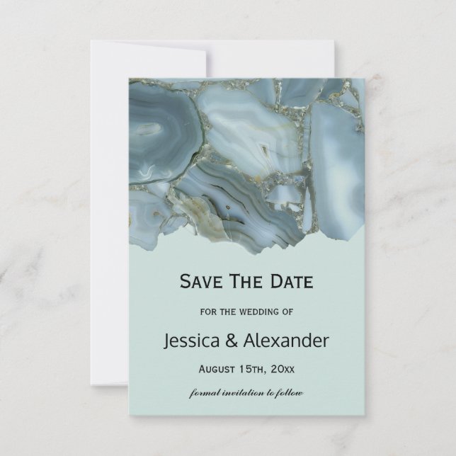 Save The Date Marbre Classé Enregistrer Le Mariage Date (Devant)