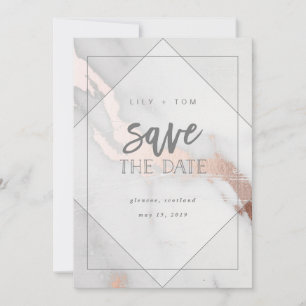 SAVE THE DATE MARBRE ET OR ROSE EFFET ENREGISTRER LA DATE