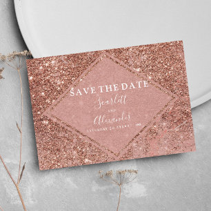Save The Date Marbre pailleté rose gold élégant