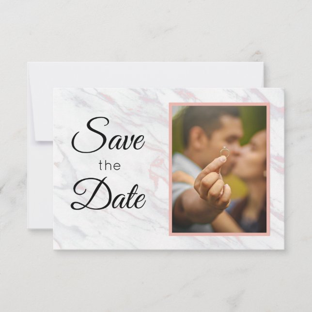 Save The Date Marbre rose et gris moderne (Devant)