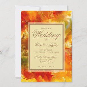 Save The Date Marbre rouge, orange, or, mariage