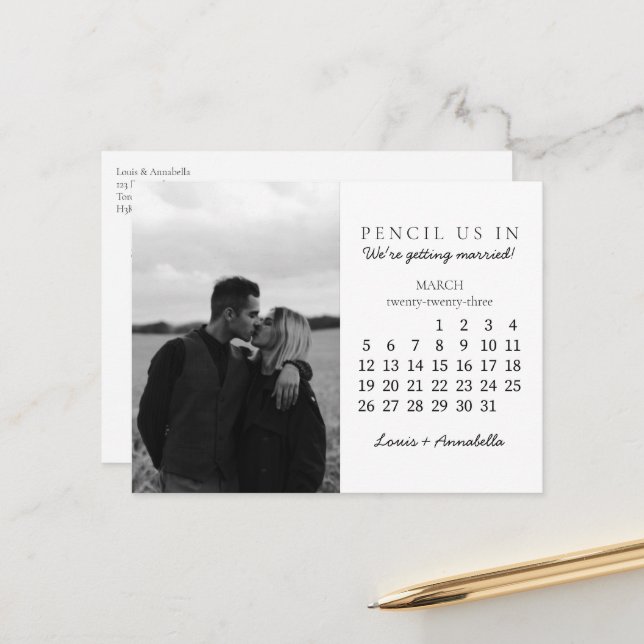 Save the Date March 2023 Calendar Month Postcard (Front/Back In Situ)