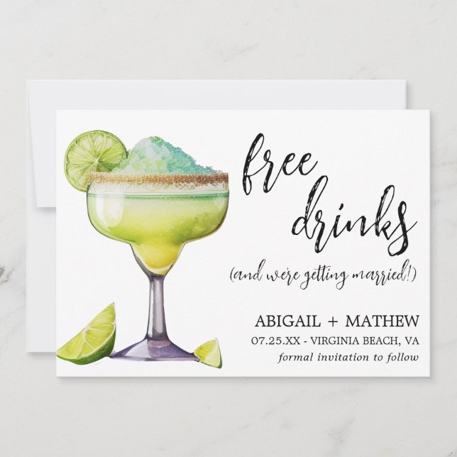 Save The Date Margarita Funny Drink Mariage photo moderne tendan (Devant)