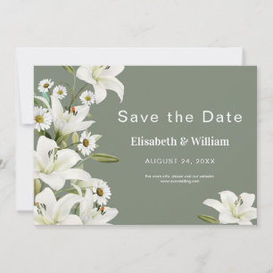 Save The Date Marguerites Et Lys Blancs