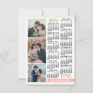 Save The Date Mariage 2023 Calendrier Blush Pink Gold 3 Photos