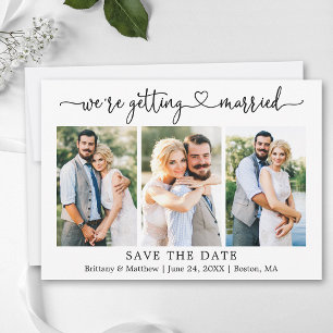 Save The Date Mariage 3 Photo Calligraphie Moderne Cœur