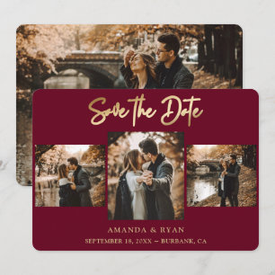 Save The Date Mariage 4 photo de Bourgogne moderne et d'huile d'