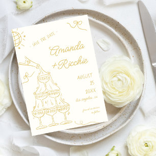 Save The Date Mariage à Doodle Tour Champagne Joueur Whimsical