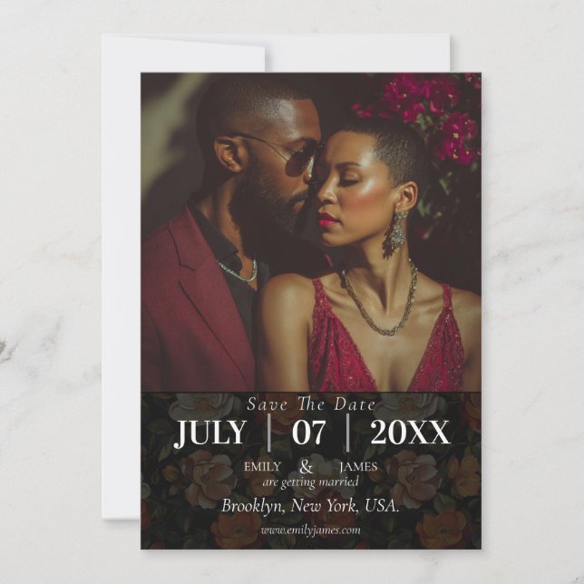 Save The Date Mariage à fleurs Rose Fleur sauvage classique (Devant)