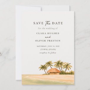 Save The Date Mariage à la plage caraïbe au Mexique sous les pal