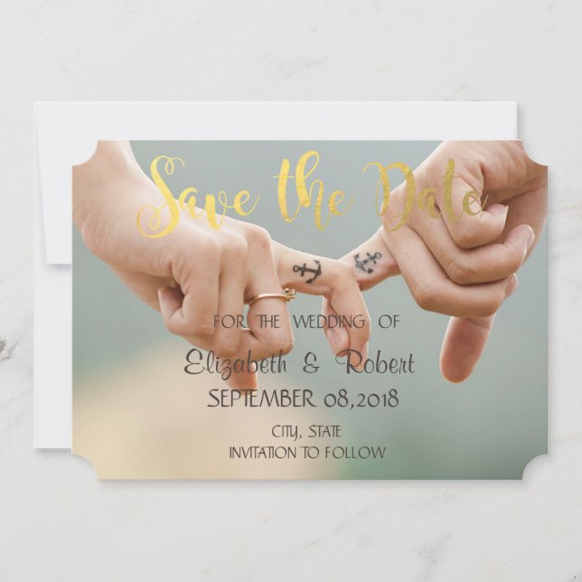 Save The Date Mariage à la Plage, Se Tenir la Main   Enregistrer (Devant)