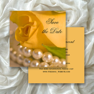 Save The Date Mariage à la rose jaune et aux perles Enregistrer