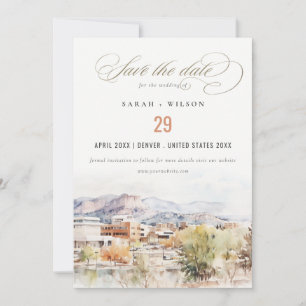 Save The Date Mariage à l'aquarelle de Colorado Springs, Colorad