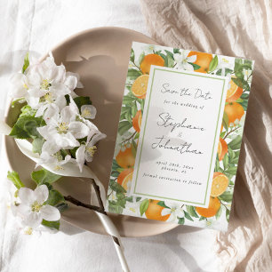 Save The Date Mariage à l'aquarelle d'orange mandarine Enregistr