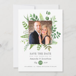 Save The Date Mariage à l'aquarelle en forêt de bois verdoyant