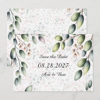 Save The Date Mariage à l'encre alcoolique Eucalyptus Blush