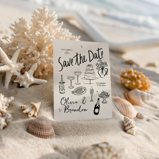 Save The Date Mariage à main fantaisiste illustré (Créateur téléchargé)