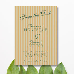 Save The Date Mariage à rayures rétro miel vert bouteille vintag