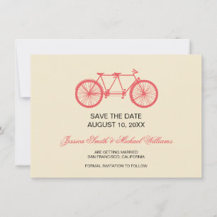 Save The Date Mariage À Vélo Tandem Enregistrer La Date Pink Ecr