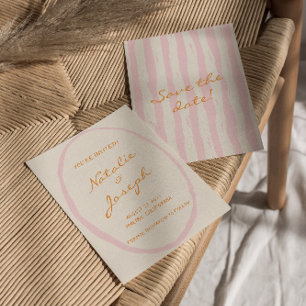 Save The Date Mariage amusant coloré à la main Écrite Retro Pins