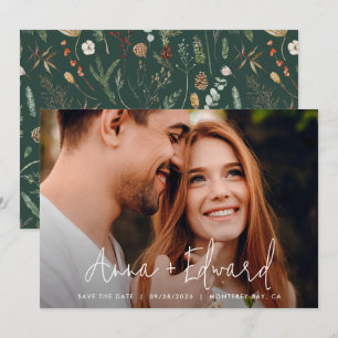 Save The Date Mariage aquarelle botanique vert moderne photo
