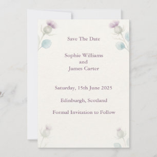 Save The Date Mariage Aquarelle Chardon Écossais