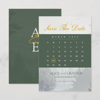 Save The Date Mariage Aquarelle Classique de la Forêt Rustique V