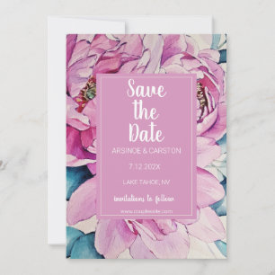 Save The Date Mariage Aquarelle Pink Peonies
