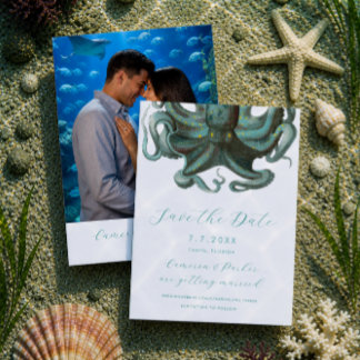 Save The Date Mariage Aquarium Pieuvre Verte Étape à Sauvegarder