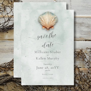 Save The Date Mariage aquatique moderne Coastal Seashell
