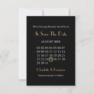 Save The Date Mariage Art Déco Classy Black Gold