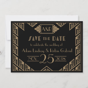 Save The Date Mariage Art Déco Élégant Enregistrer La Date