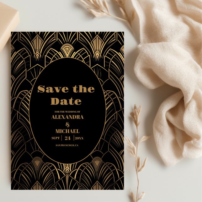 Save The Date Mariage Art déco géométrique (Créateur téléchargé)